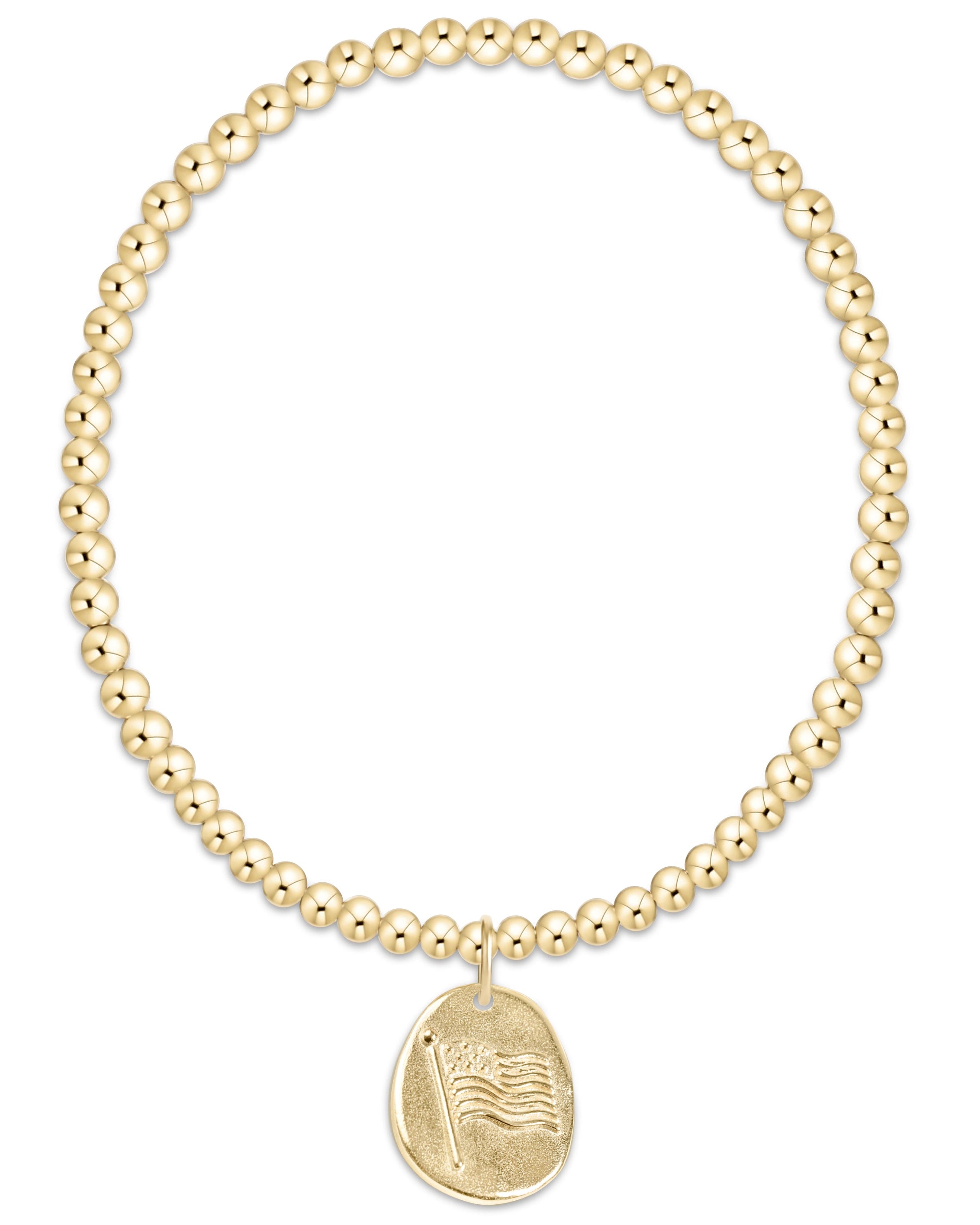 e.newton Classic Gold 3mm Bracelet - Inspire America Gold Disc front