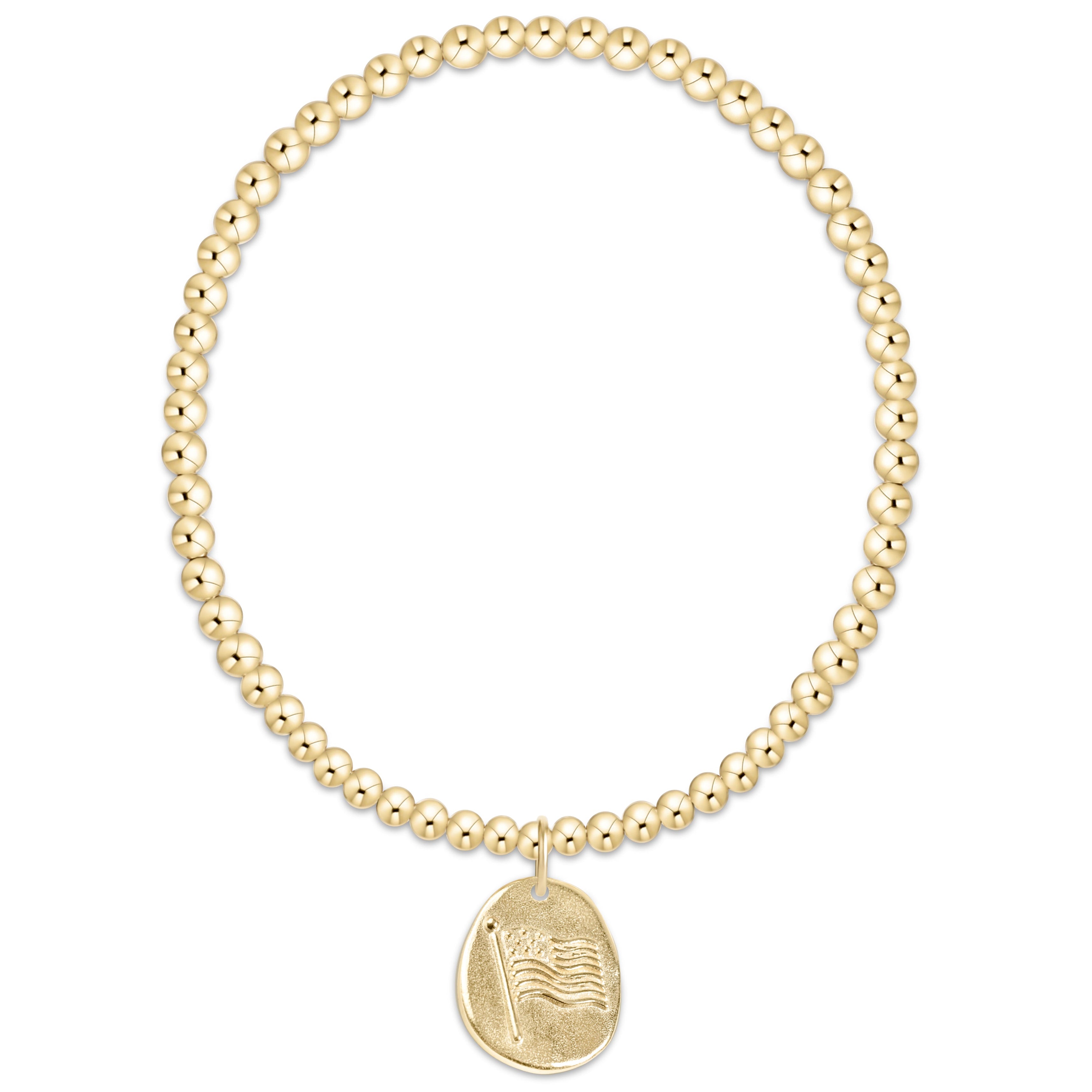 e.newton Classic Gold 3mm Bracelet - Inspire America Gold Disc front