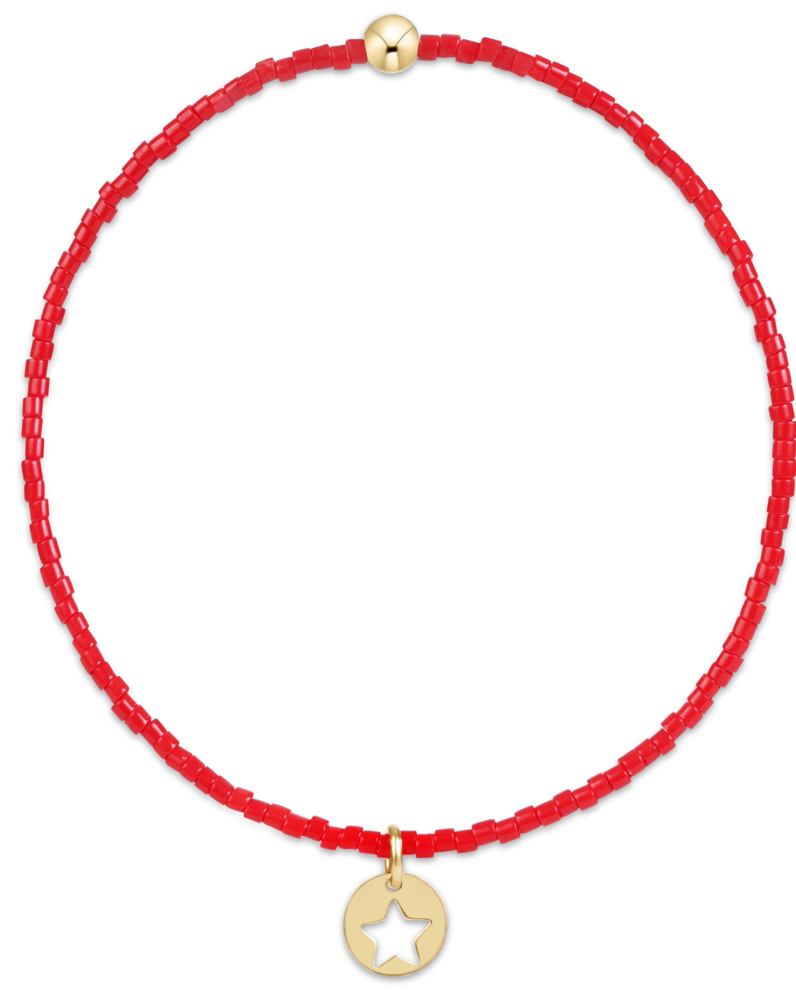 e.newton Hope Classic Bracelet - Bright Red - Star Small Gold Disc
