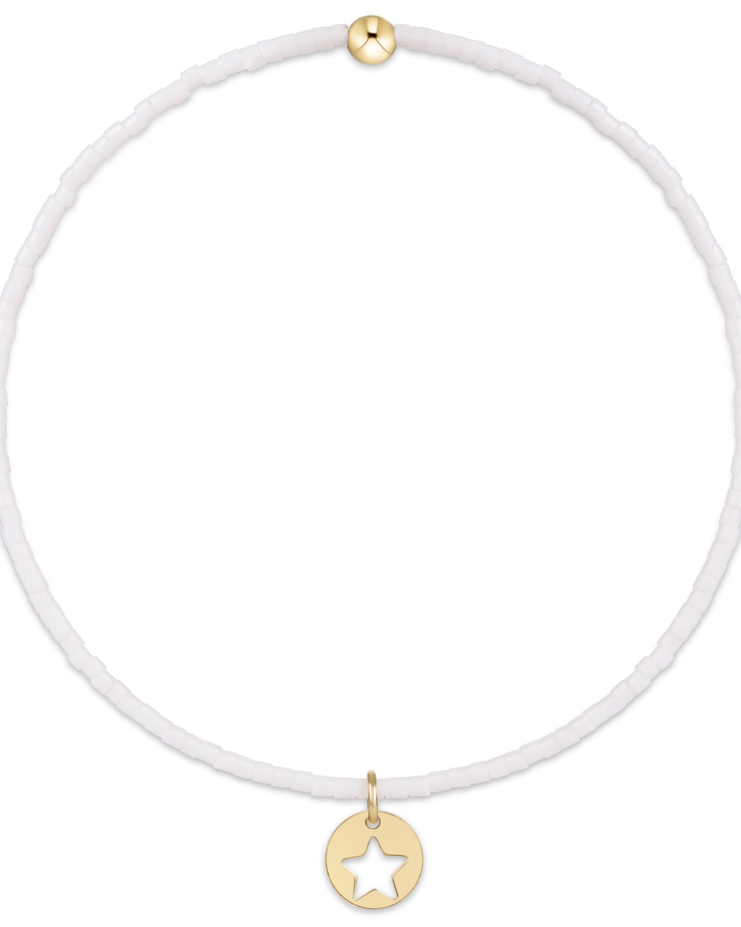 e.newton Hope Classic Bracelet - White - Star Small Gold Disc