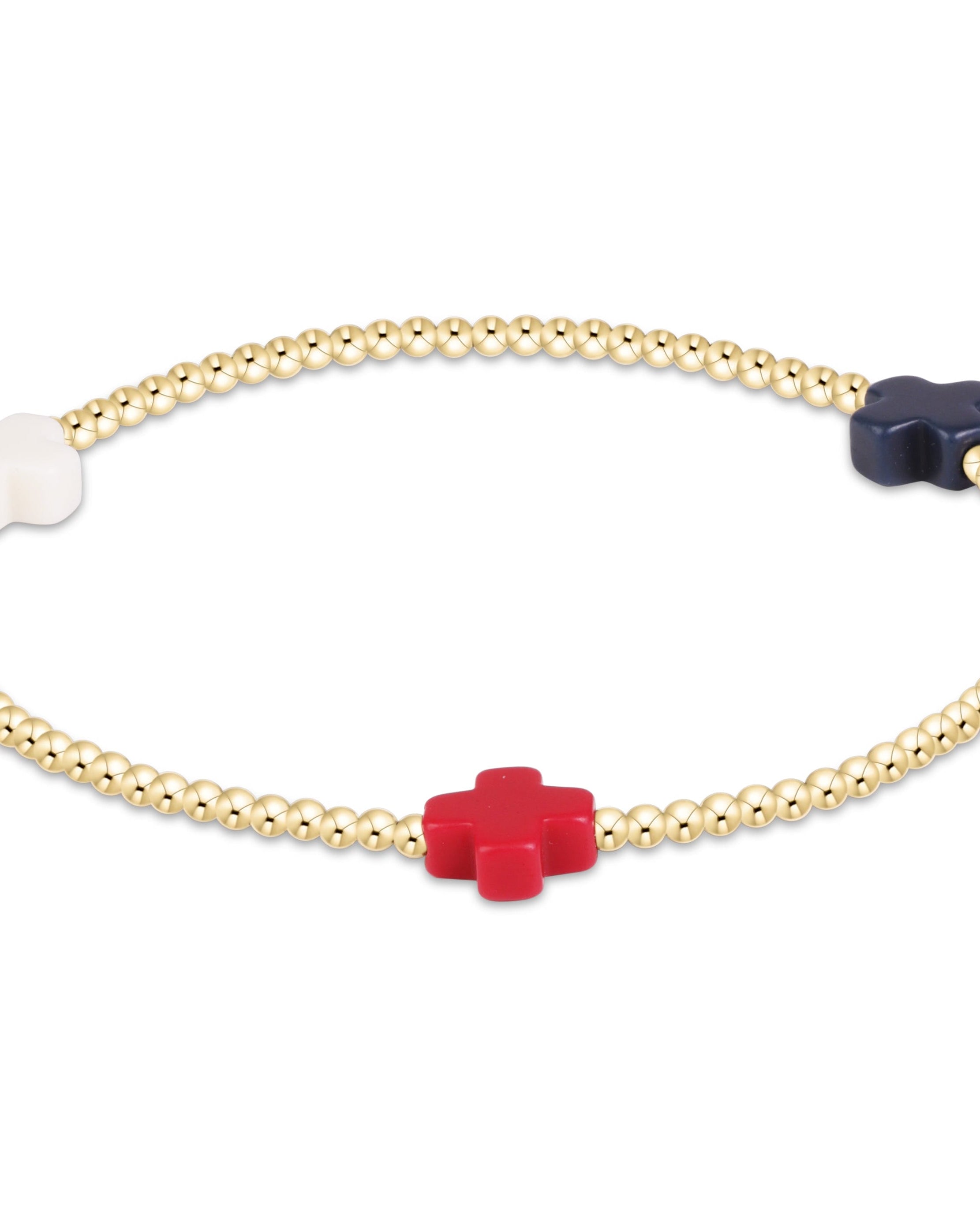 e.newton Signature Cross 2mm Gold Bracelet - Firecracker