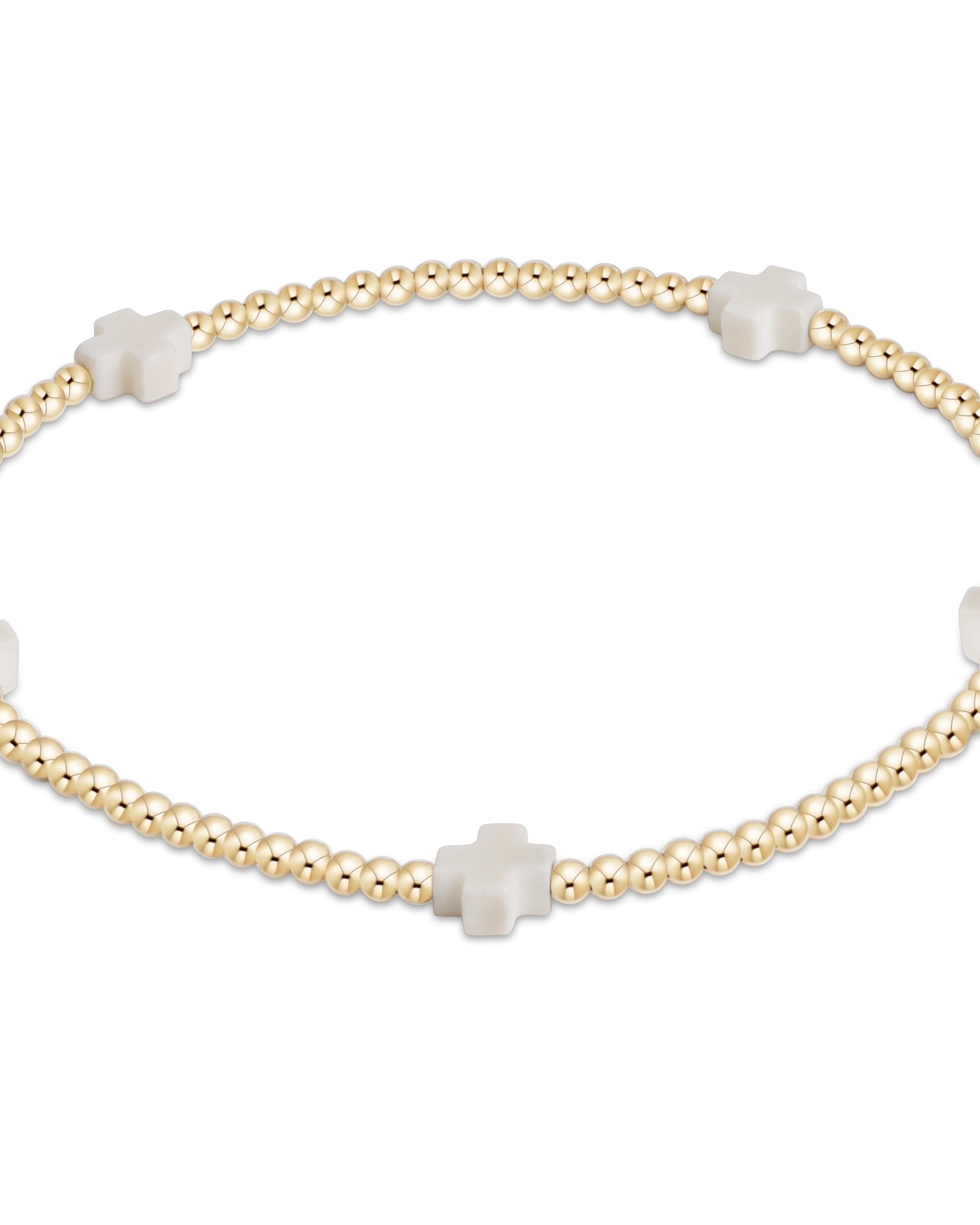 e.newton Signature Cross Small 2mm Gold Bracelet - Navy