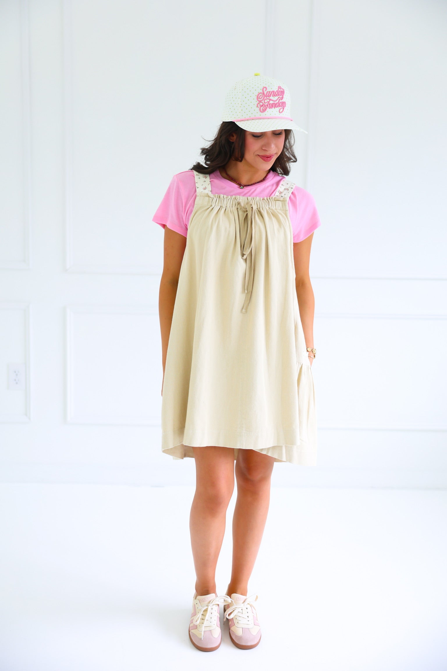 overall dress beige Abby Midi Dress in Creme Floral L main image 0