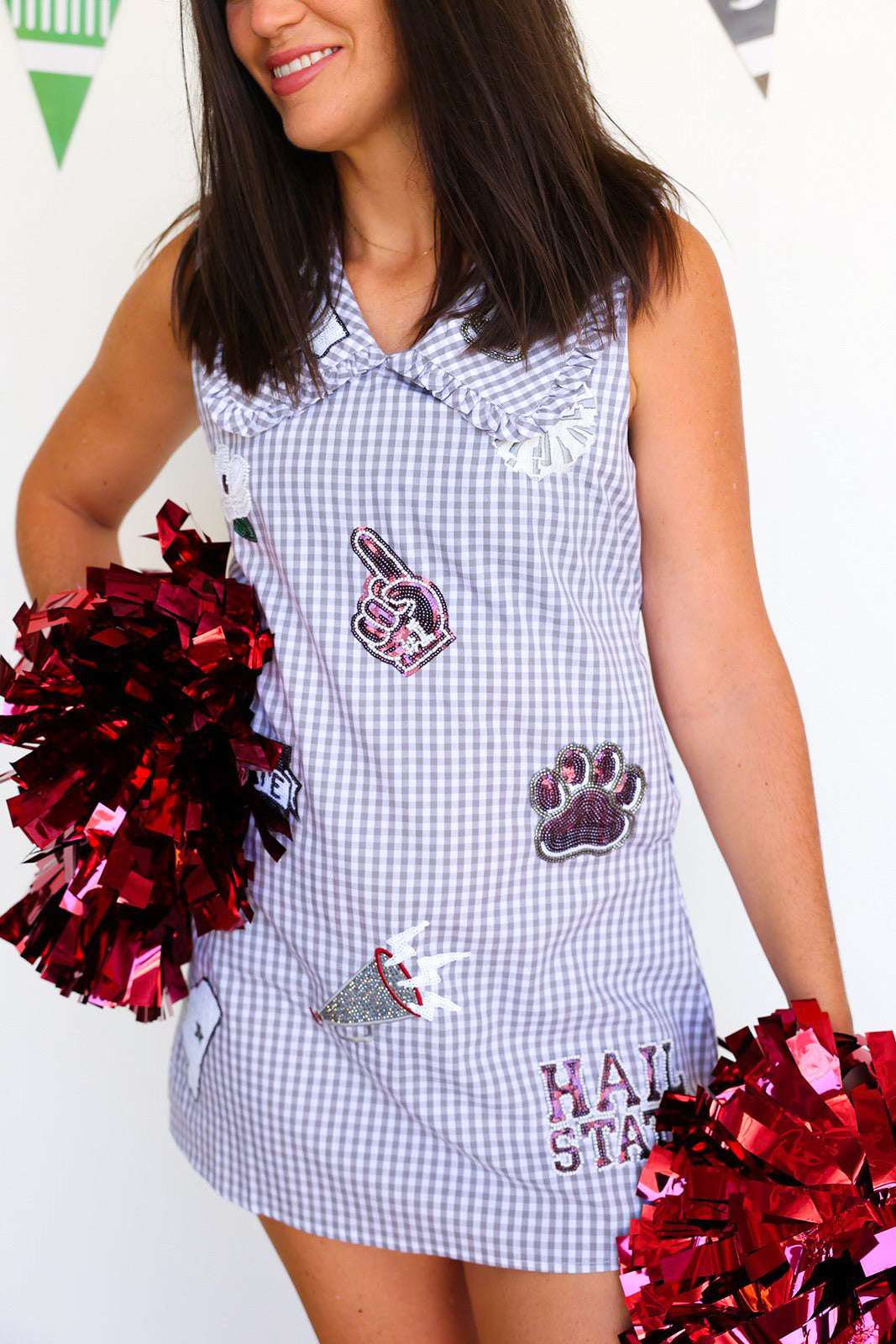 Licensed Miss State Mini Icon Gingham Collar Dress Queen of