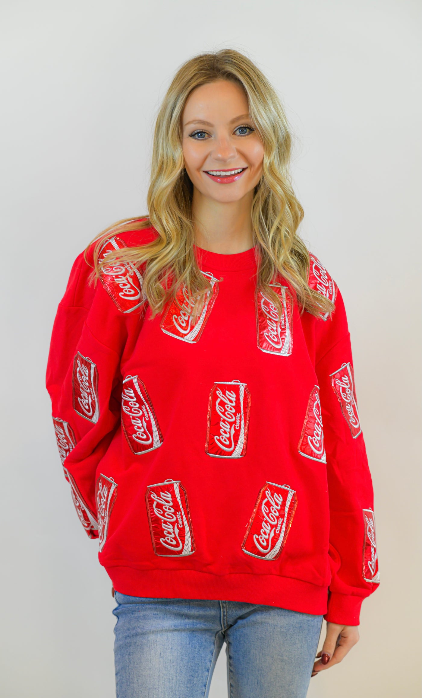 Red Scatter Coke Can Sweatshirt Queen of Sparkles