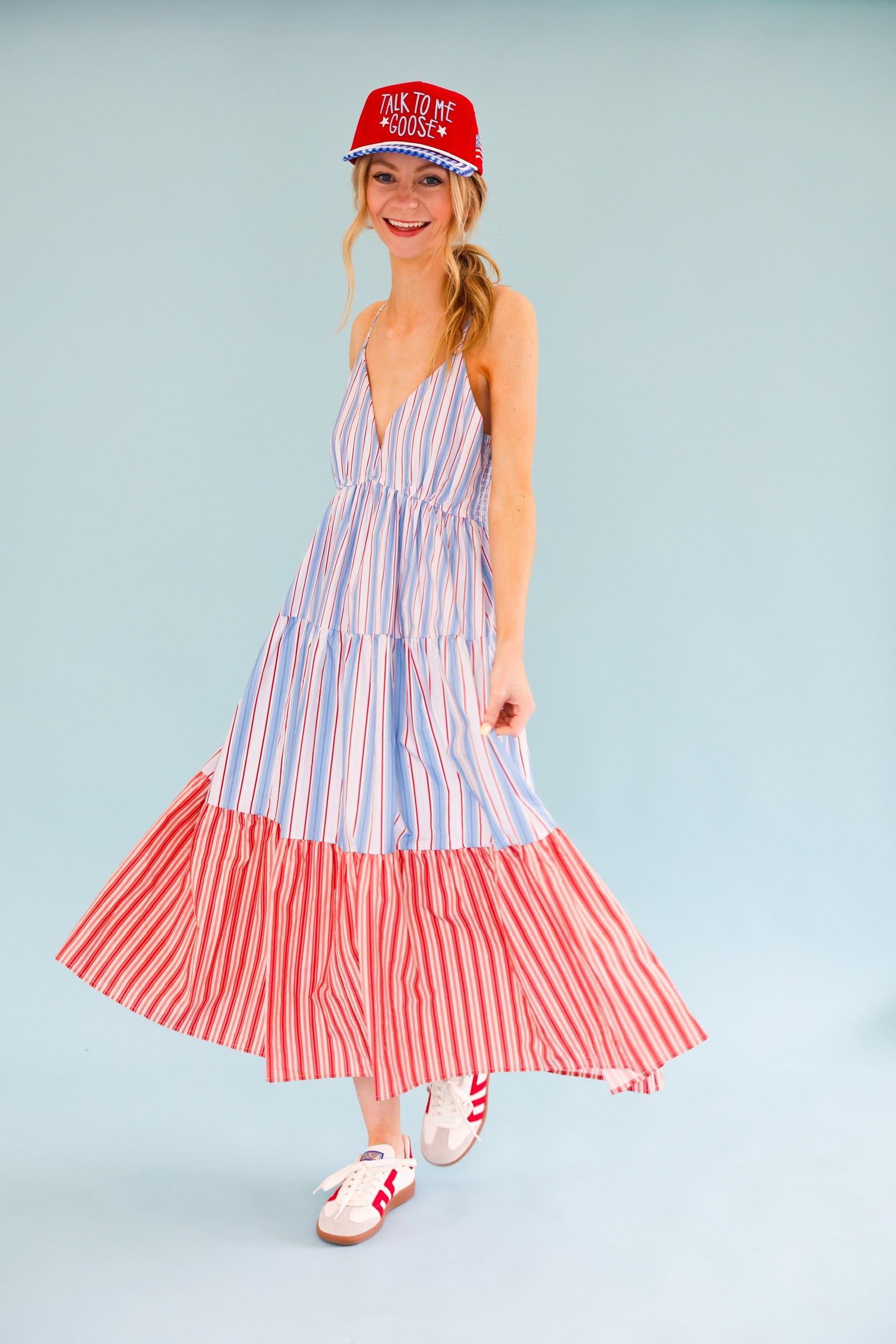 Striped V-Neck Dress