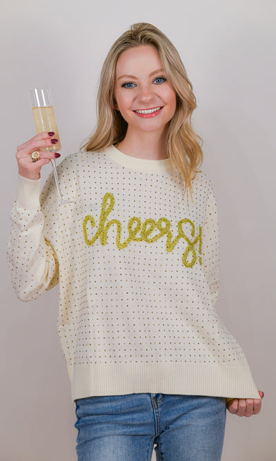 Rhinestone Cheers Sweater Queen of Sparkles