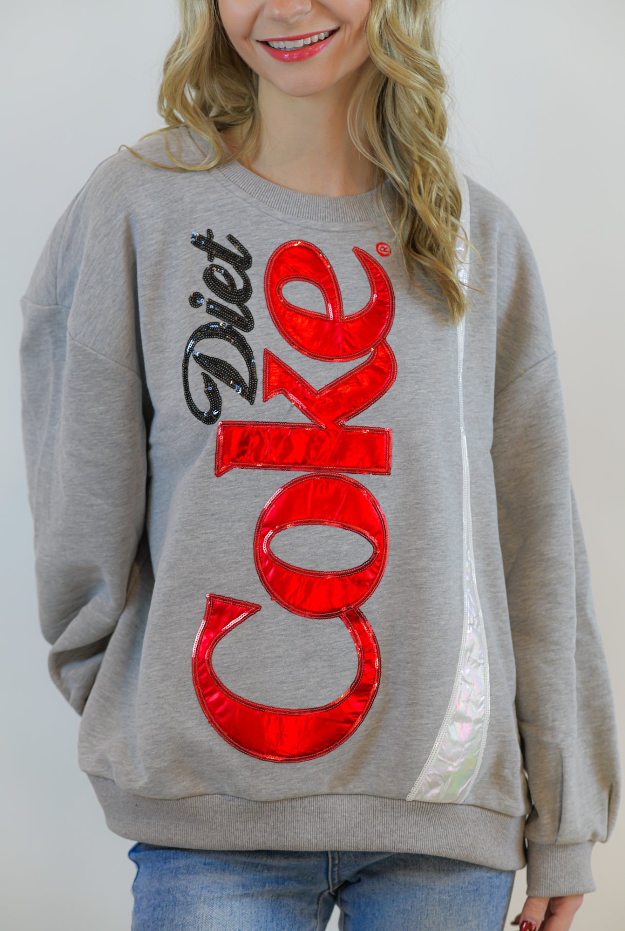 Grey Diet Coke Logo Sweatshirt Queen of Sparkles