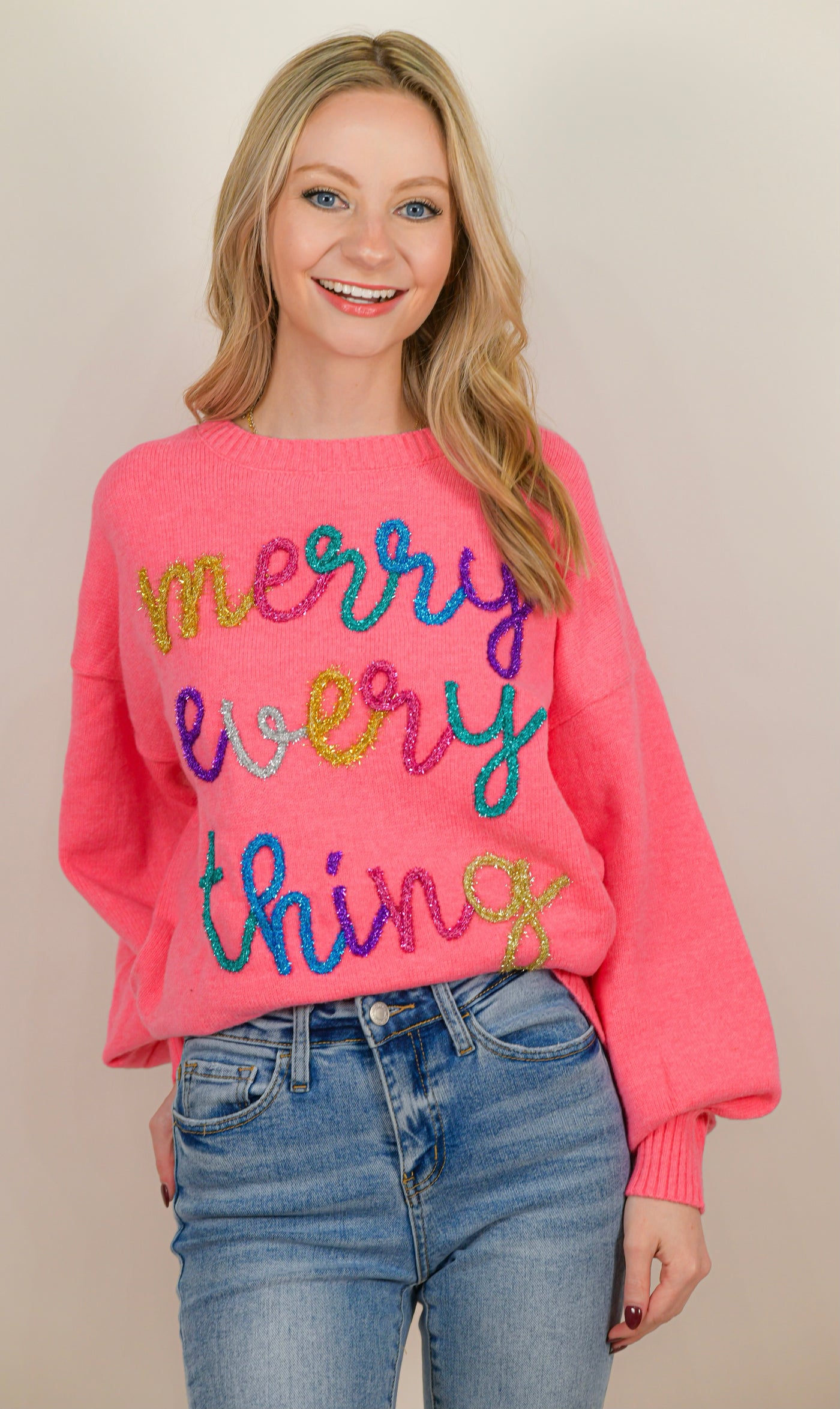 Pink Merry Everything Sweater