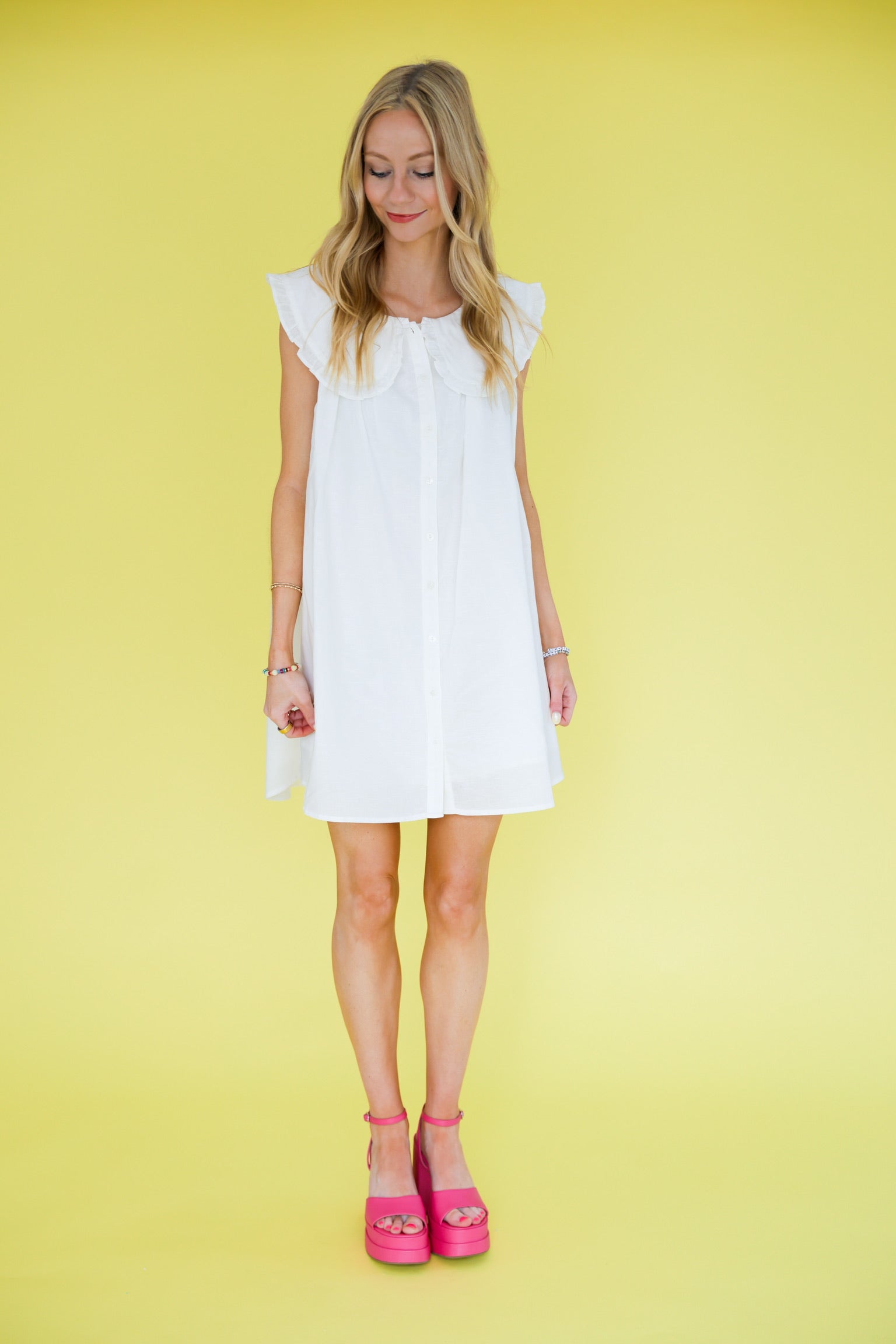 Cotton Linen Blend Sleeveless Mini Dress | White Small Cotton Linen Blend Sleeveless Mini Dress | White Small