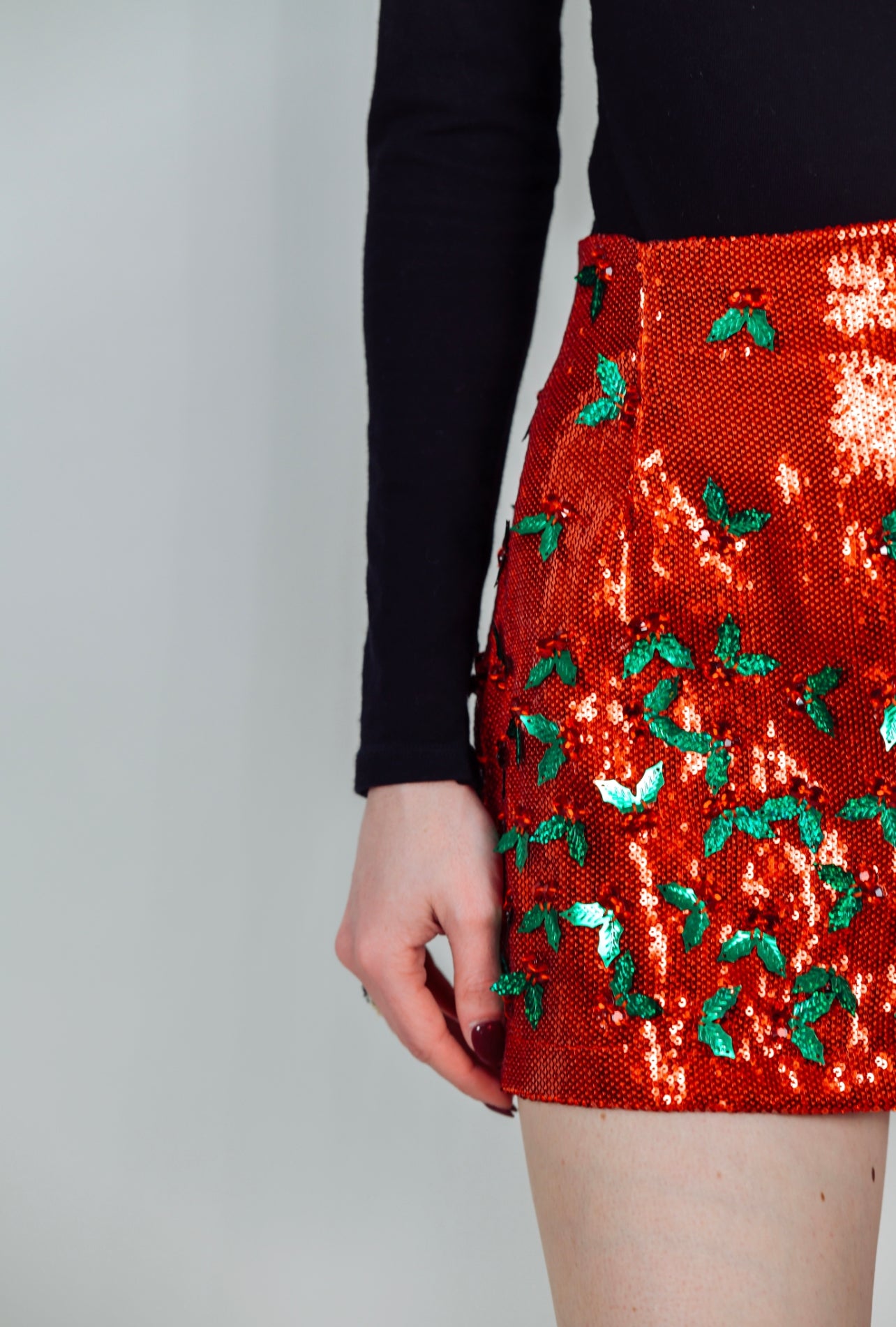 Red & Green Holly Sequin Skort Queen of Sparkles