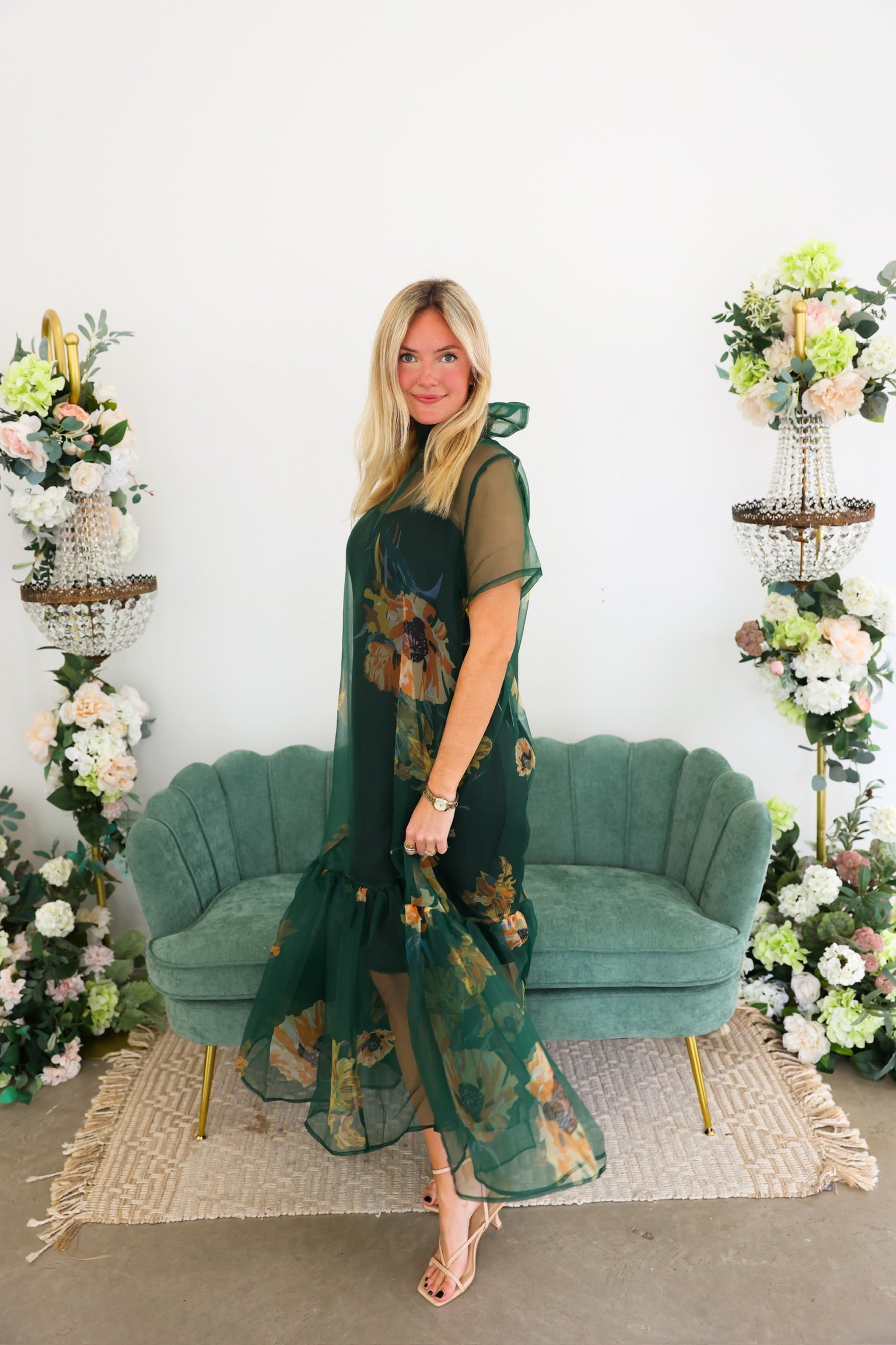 Sheer Floral Maxi Dress with Slip