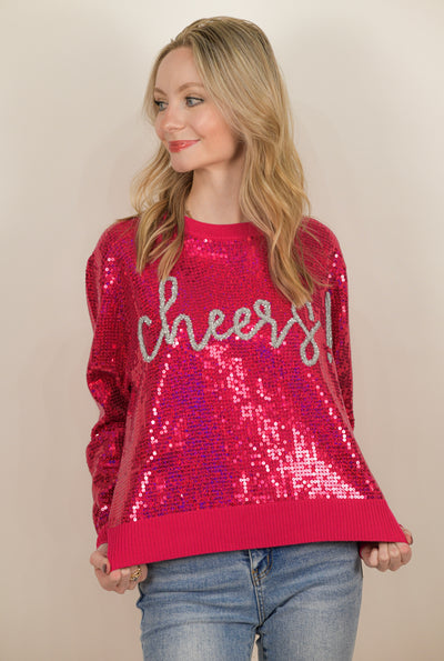 Hot Pink Cheers Sweater Queen of Sparkles