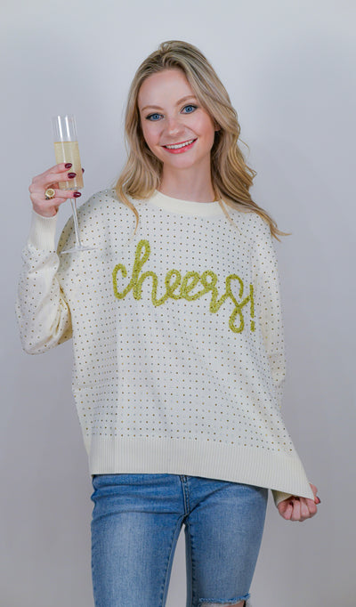 Rhinestone Cheers Sweater Queen of Sparkles