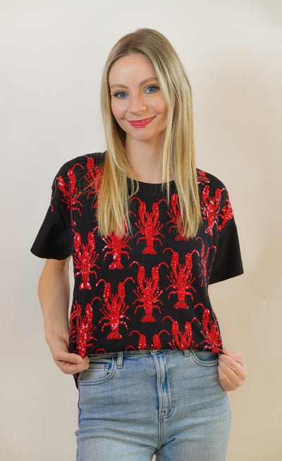 Black Scattered Crawfish T-Shirt Queen of Sparkles
