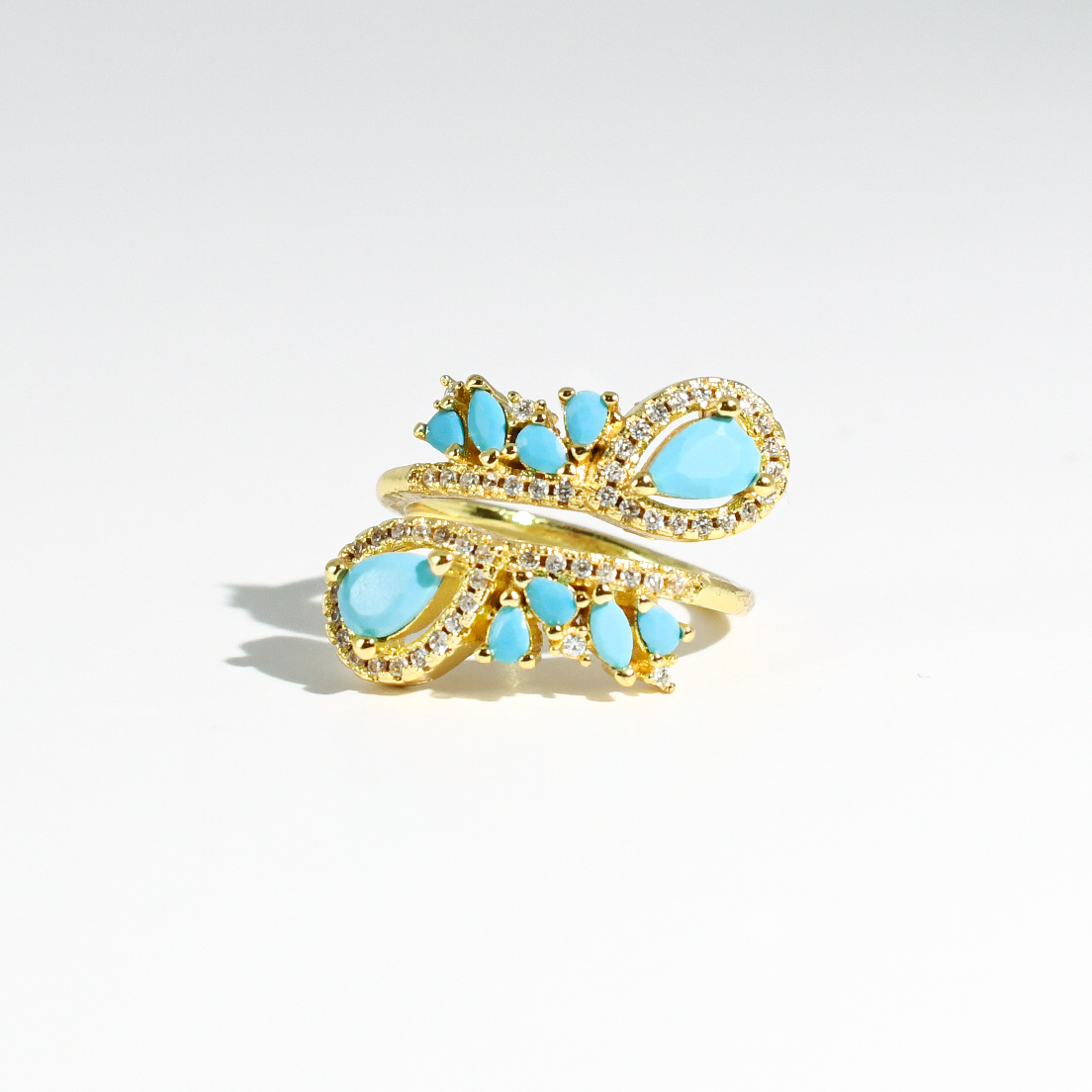 turquoise gemstone gold ring set with faceted stones, waterproof rings, tarnish free jewelry, hypoallergenic rings for sensitive skin, 24k gold dainty rings, handcrafted gemstone rings, boutique wholesale rings, trendy gold jewelry, high quality jewelry gifts
