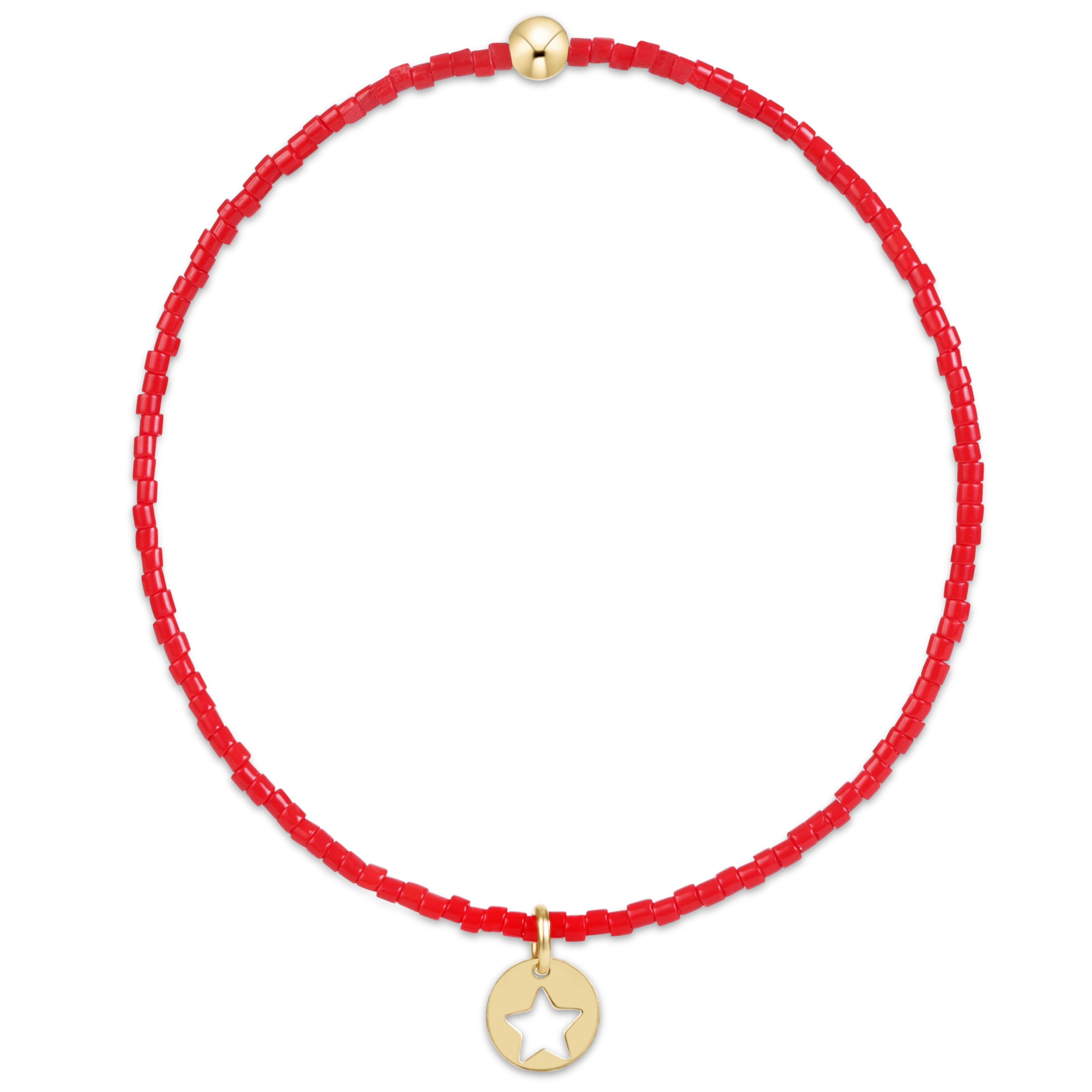 e.newton Hope Classic Bracelet - Bright Red - Star Small Gold Disc