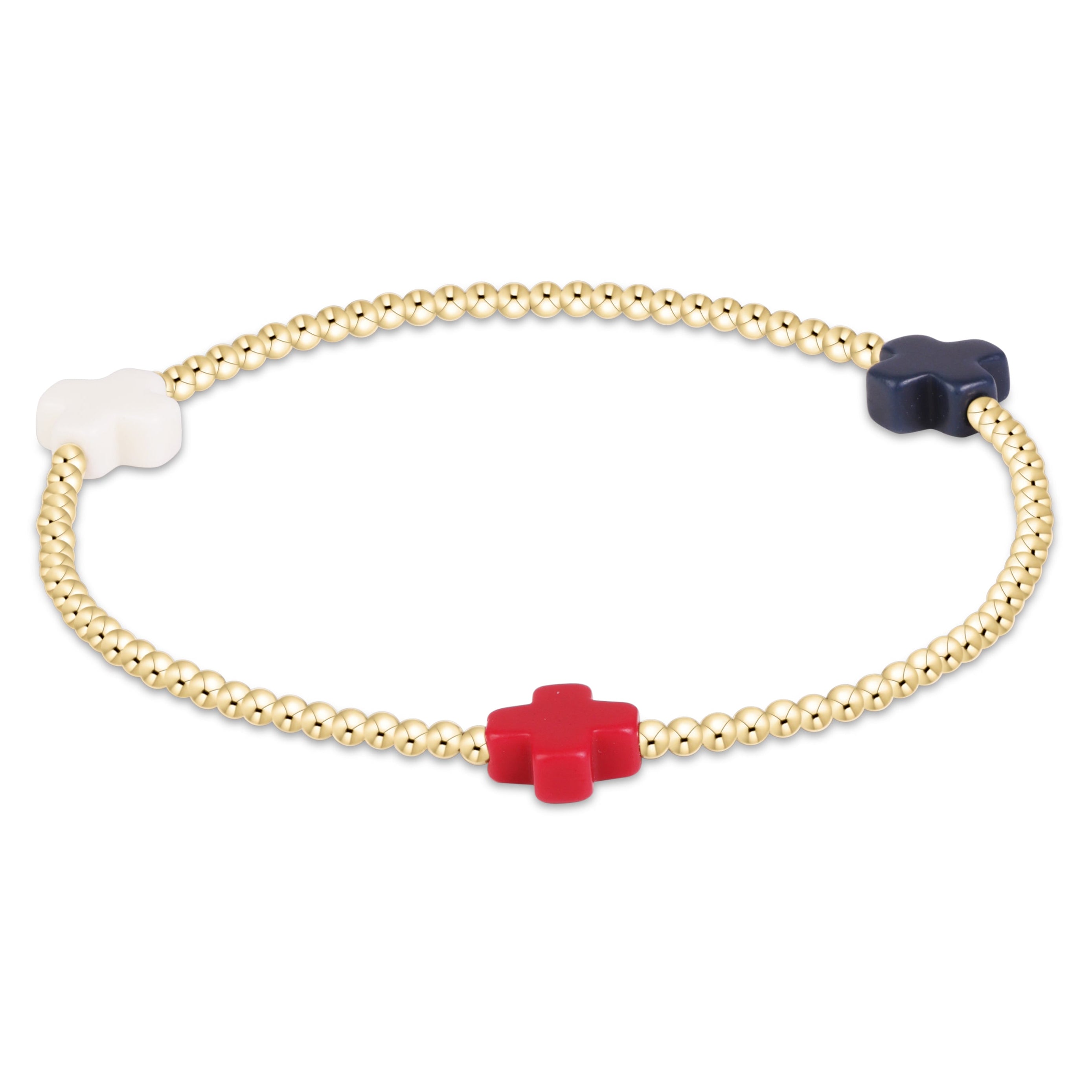 e.newton Signature Cross 2mm Gold Bracelet - Firecracker