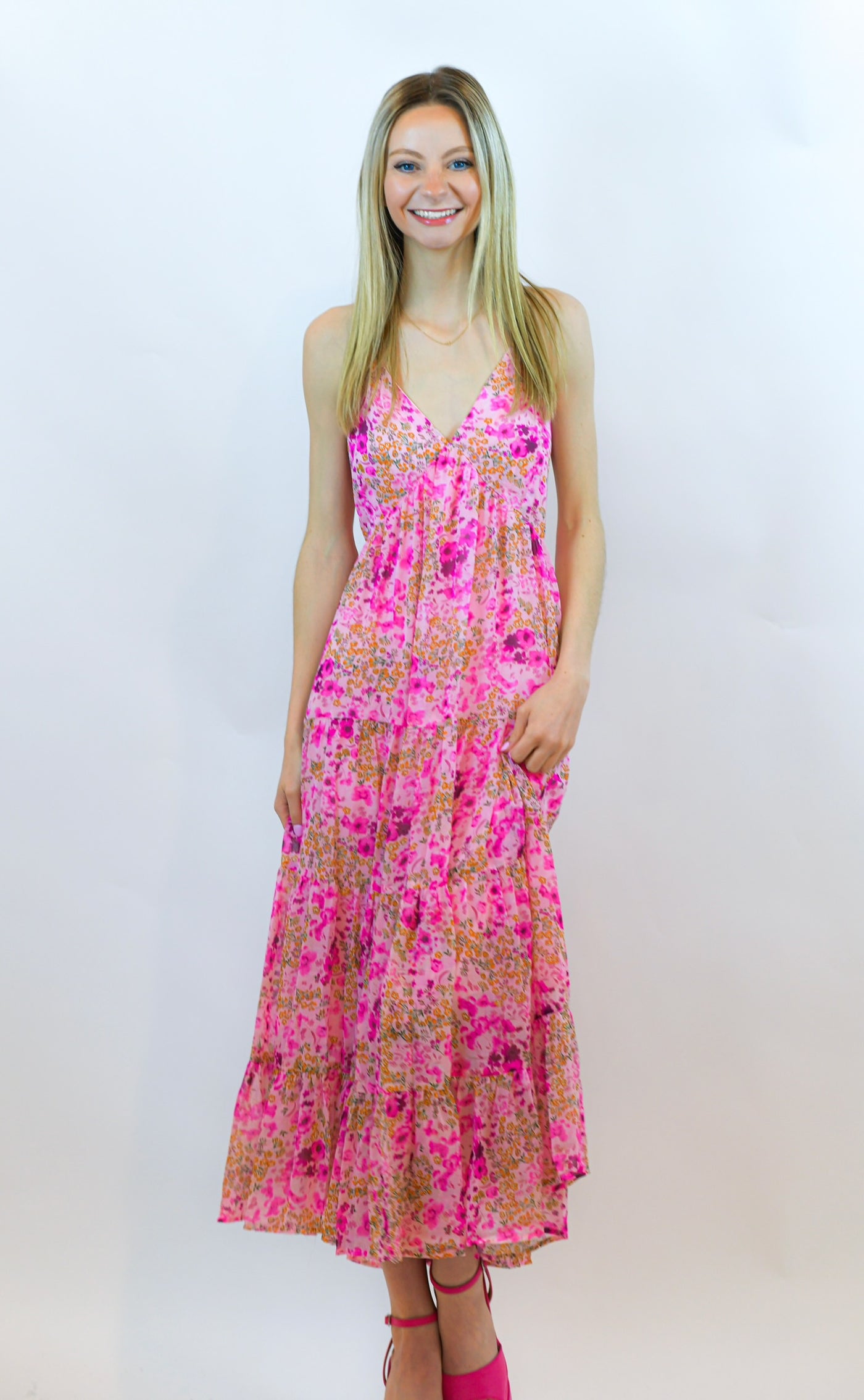 Sophie Pink Floral Maxi Dress