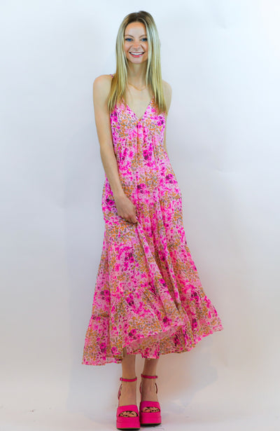 Sophie Pink Floral Maxi Dress