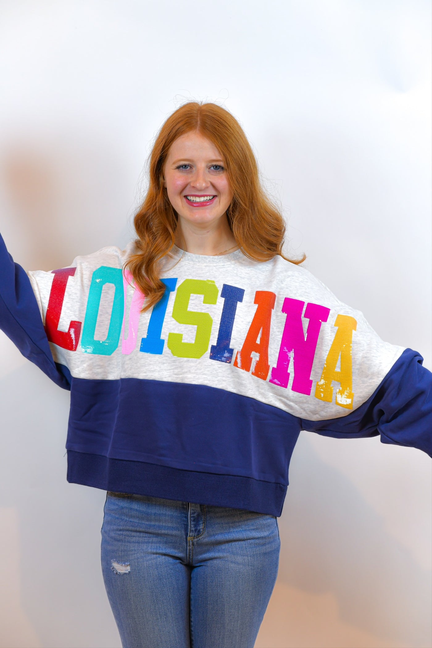 Louisiana Colorblock Sweatshirt Queen of Sparkles