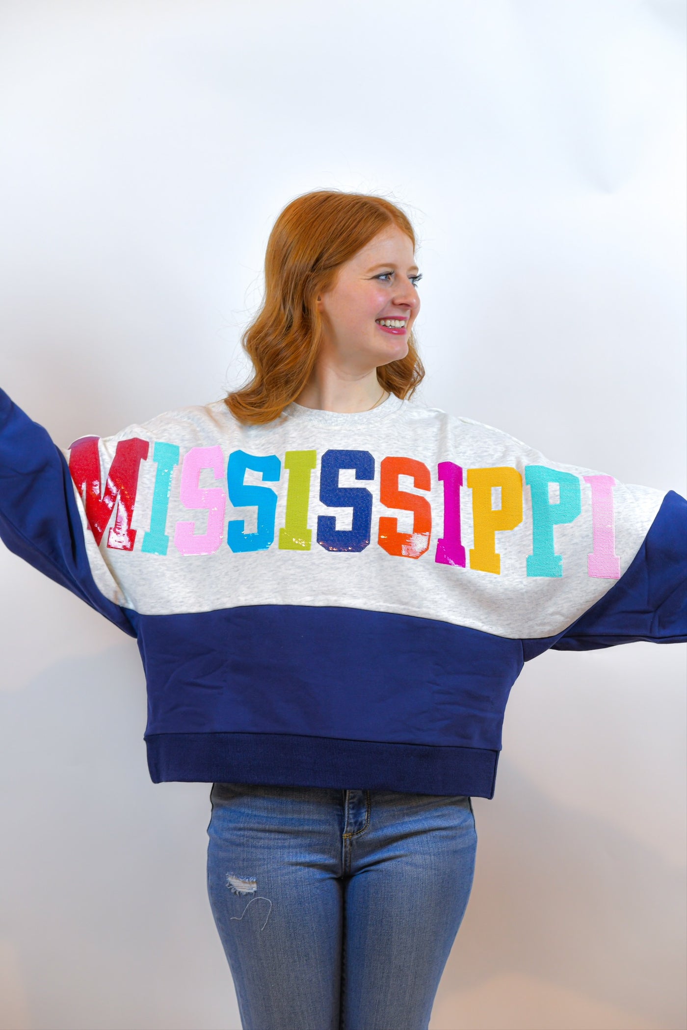 Mississippi Colorblock Sweatshirt Queen of Sparkles