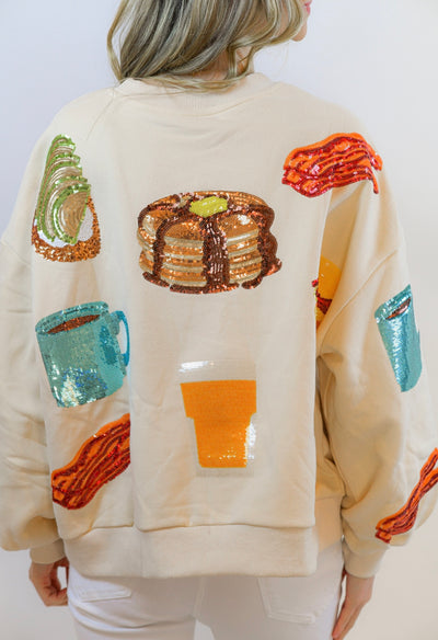 Beige Breakfast Sweatshirt Queen of Sparkles