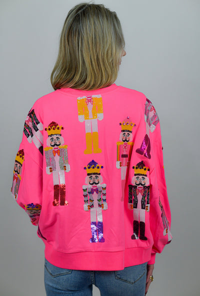 Neon Pink Nutcracker Sweatshirt Queen of Sparkles
