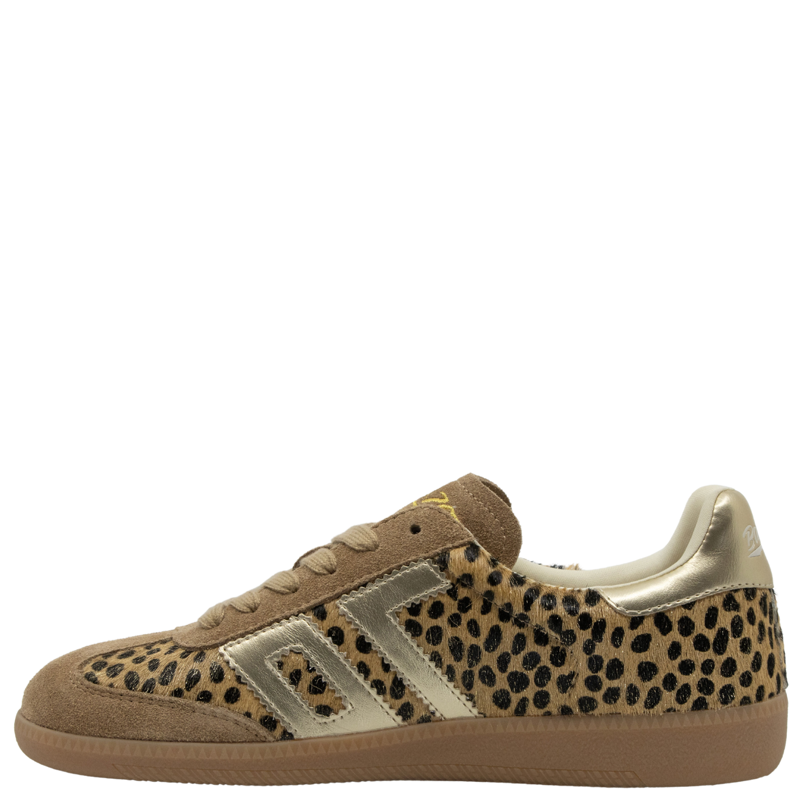 Back 70 Cloud W26 Sneaker in Leopard Gold - angle view