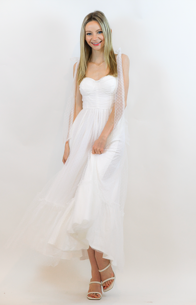Ella Long White Tulle Dress
