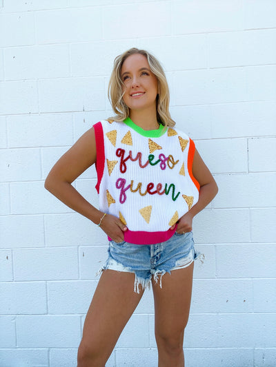 Queso Queen Sweater Tank Queen of Sparkles