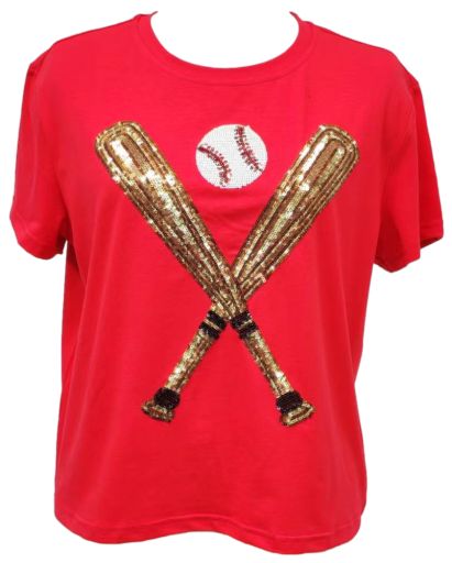 Red & Gold Baseball Tee Queen of Sparkles