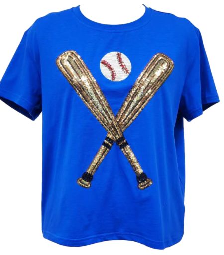 Royal Blue & Gold Baseball Tee Queen of Sparkles