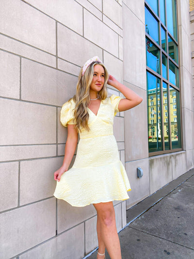 Short Sleeved Yellow Cotton Dress