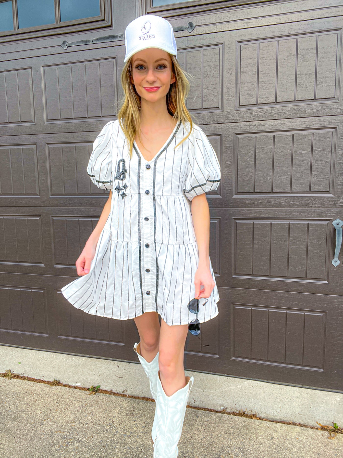 White Baseball Jersey Queen of Sparkles Dress Extra Small