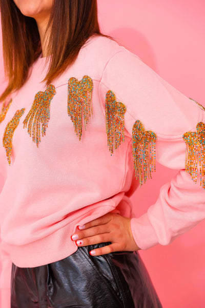 Pink Fringe Heart Queen of Sparkles Sweatshirt